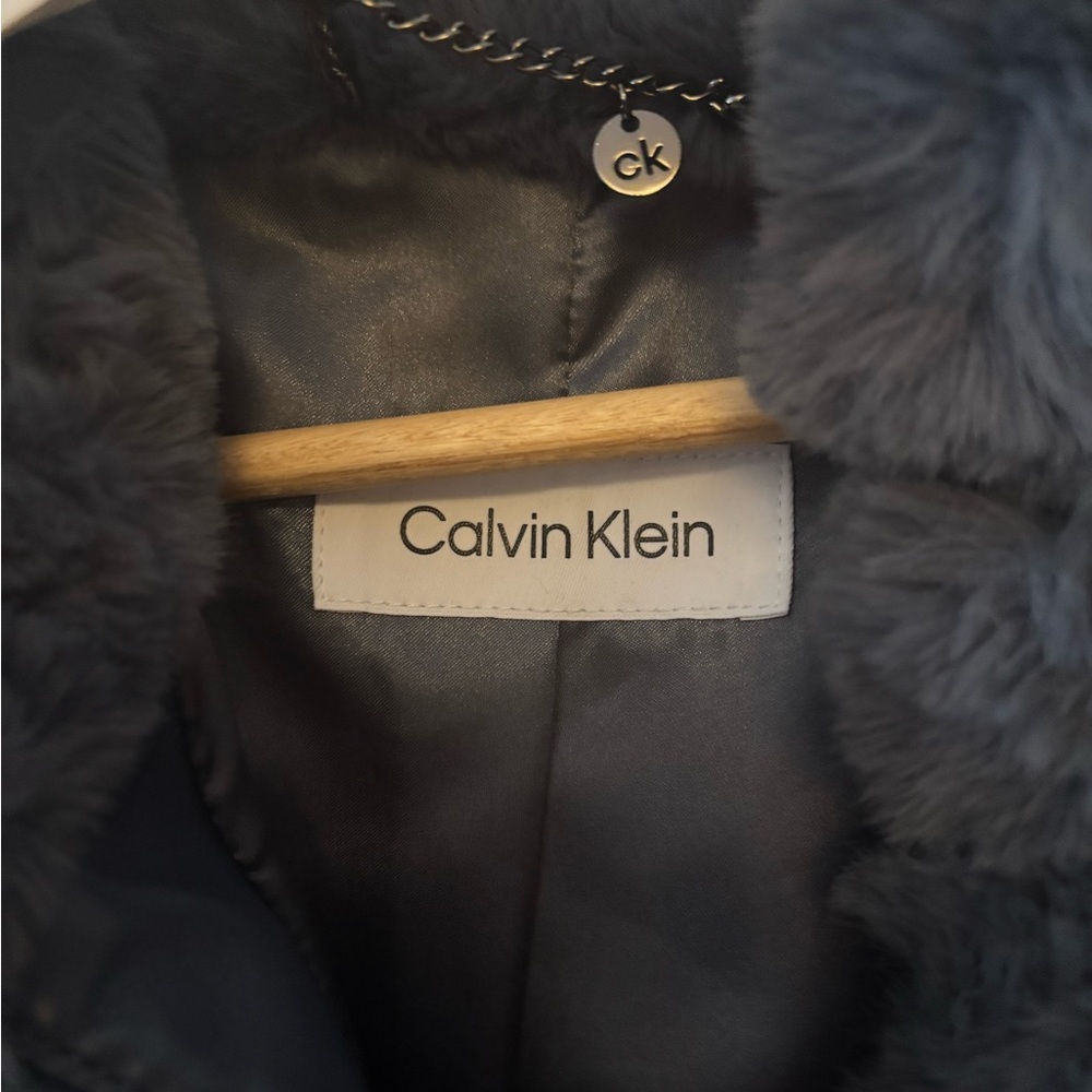 Calvin Klein Collection Blue faux fur Jacket size 2XL - Picture 6 of 11
